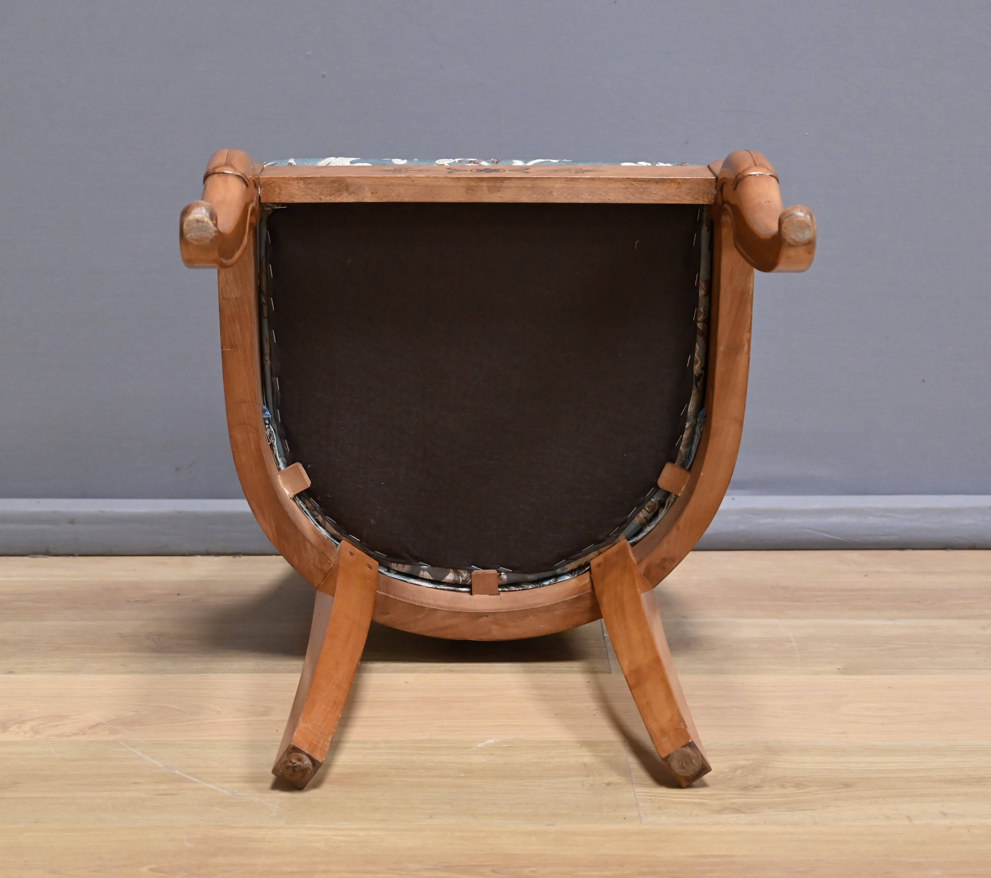 Gondola Chair in Cherry and Speckled Maple, Charles X Style – Mid-20th Century