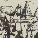 Lithograph print signed sueur village view 58/250