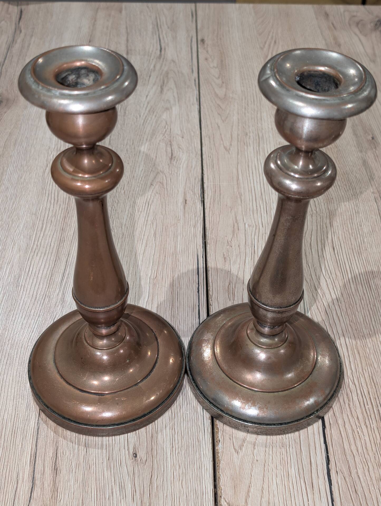 Antique Silver-Plated Metal Candlestick Vintage Torch 18th 19th Century