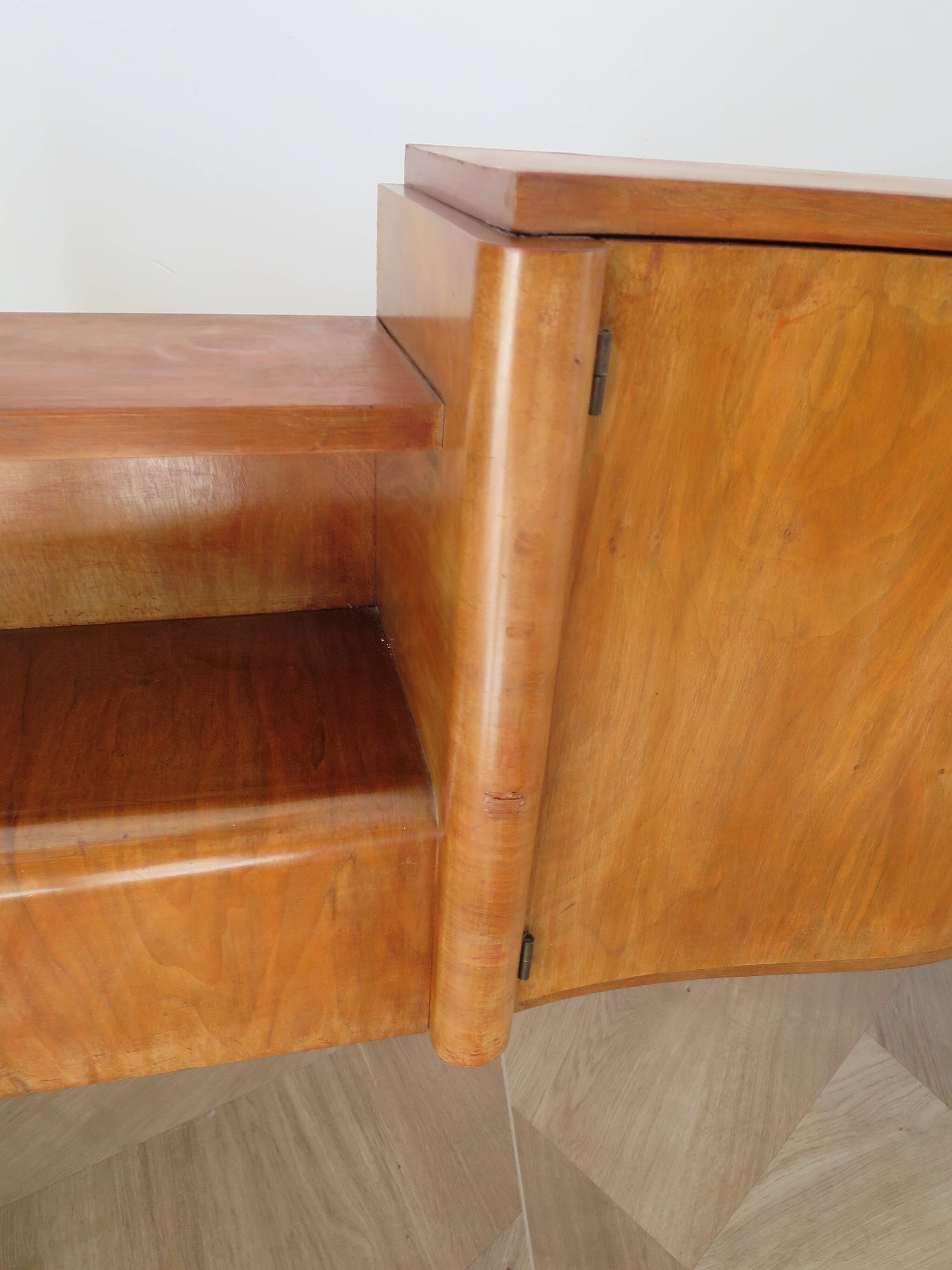 Headboard – console – sideboard – art deco – 2 doors – 2 niches in solid walnut e