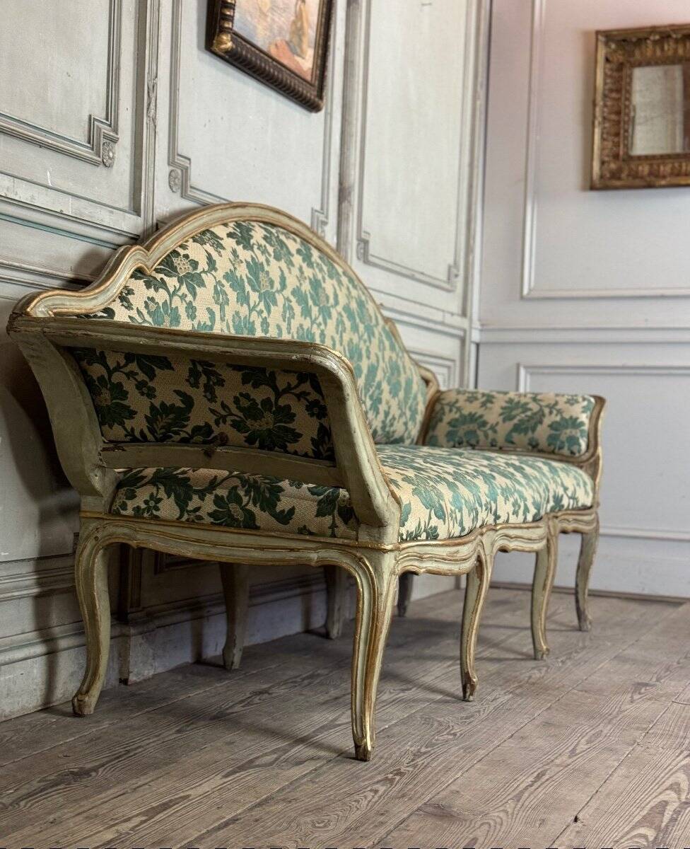 Painted and gilded wooden bench, Venice, 18th century