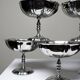 5 vintage-style bistro-style stainless steel dessert bowls on feet