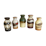 Set of Five Vintage Pottery Fat Lava Vases Made by Scheurich, Germany, 1970s
