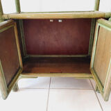 Bamboo shelf & green rattan