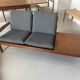 Hans Olsen 2-seater bench Juul Kristensen edition in teak and rattan