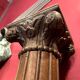 19th Century Italian Architectural Corinthian Wood Columns on Sandstone Plinths, Set of 2