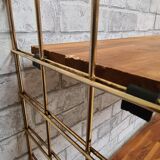 Scandinavian vintage floor 1960 solid exotic wood and chrome metal gold 82x83