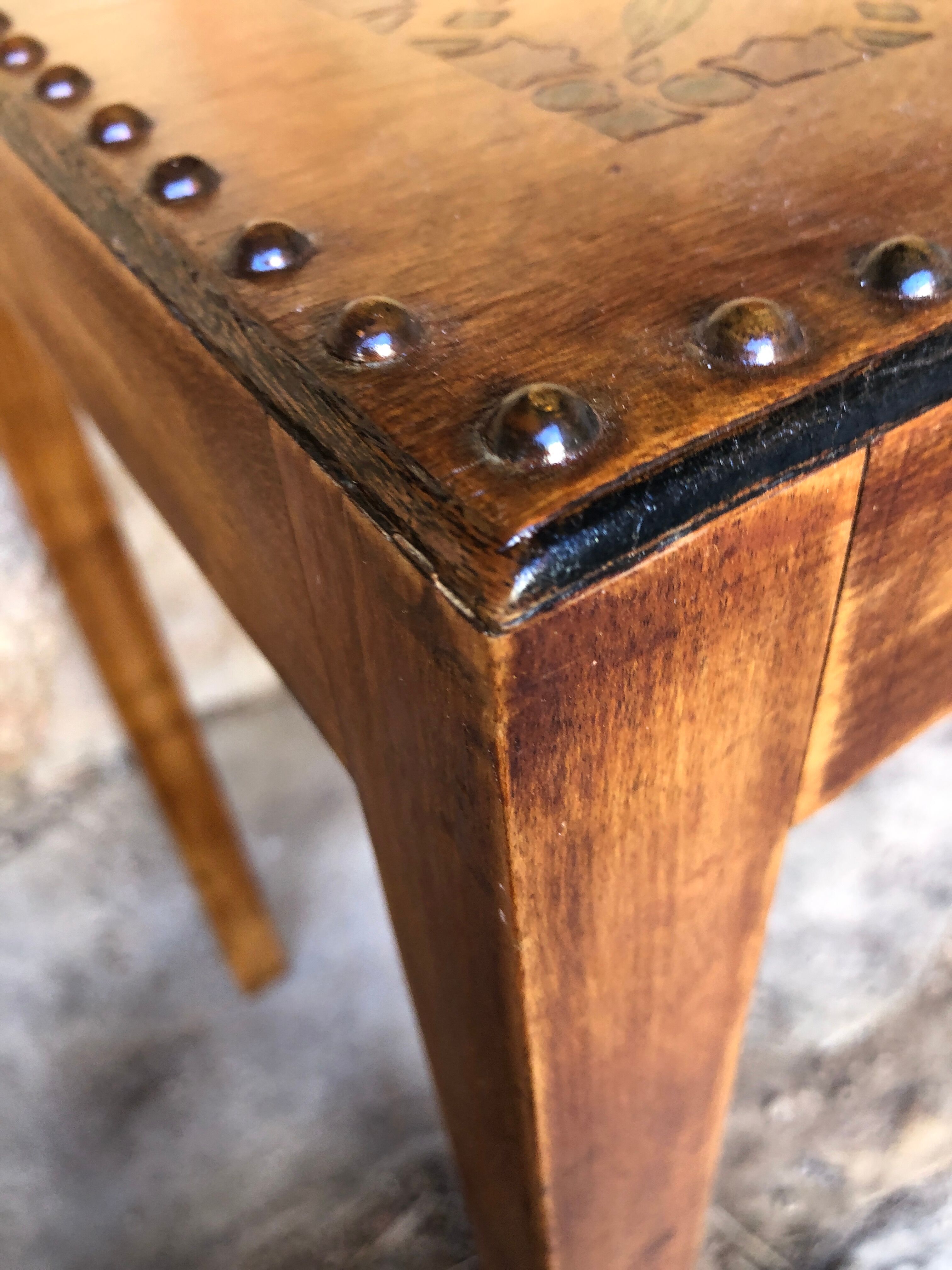 Pair of studded nesting tables from the 1930s.