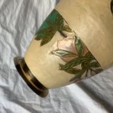 Vintage brass vase with cloisonné enamel floral decoration