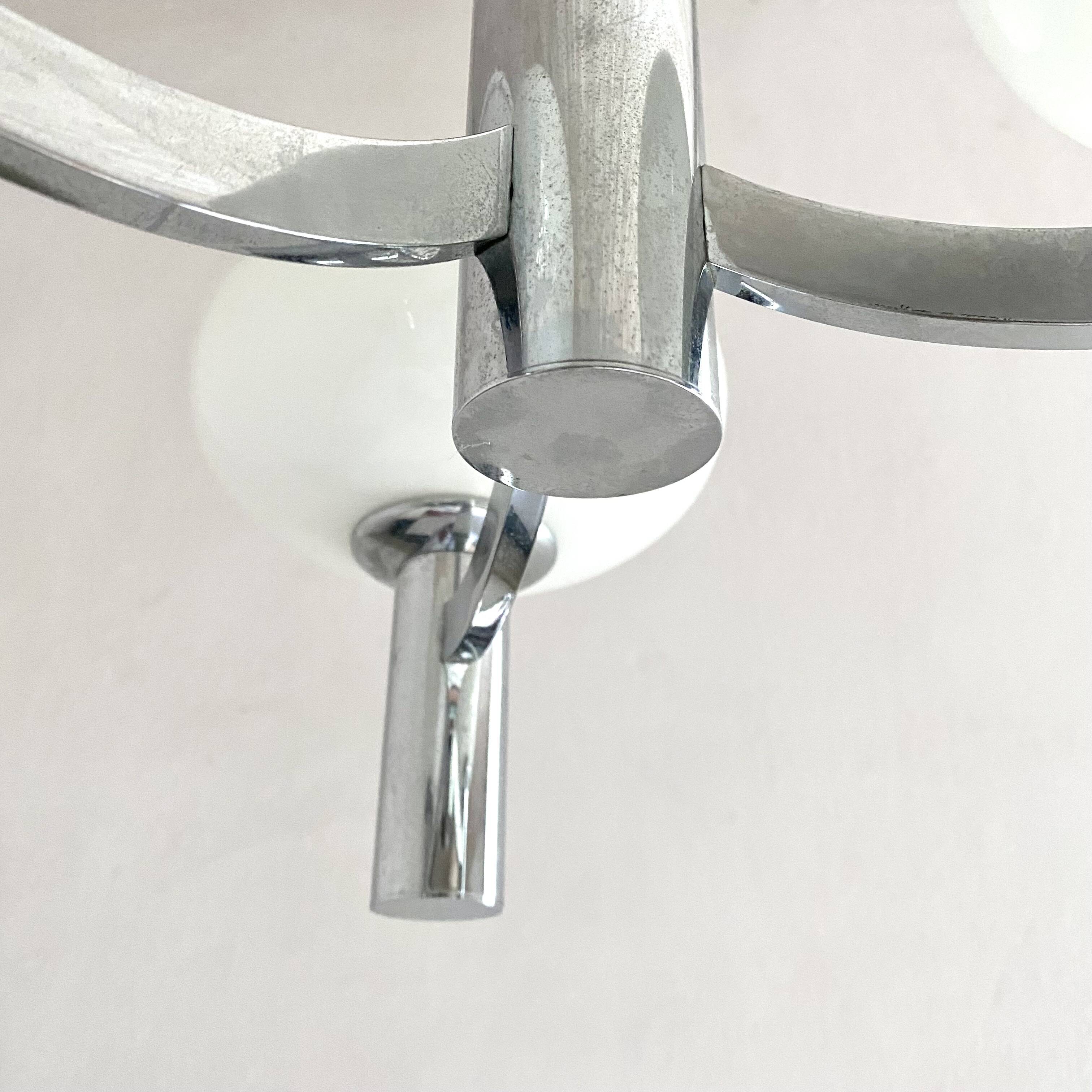 Space age glass and chrome chandelier, Italian design 1970