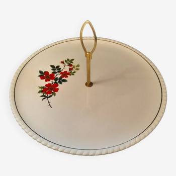 Vintage cake or cheese tray with flower decor