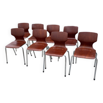 Set of 8 stamped pagholz-pagwood chairs