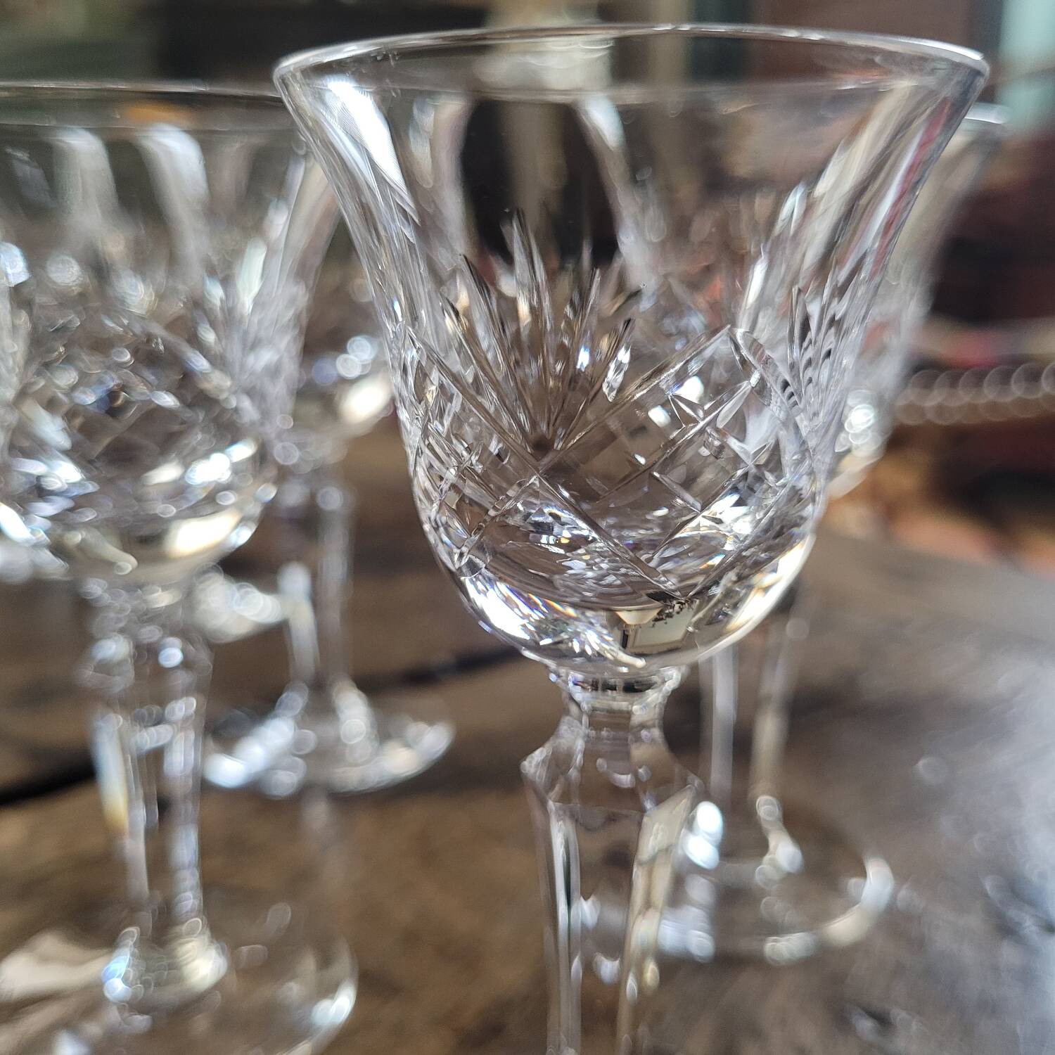 12 antique cut glass glasses – classic style – 50s/60s