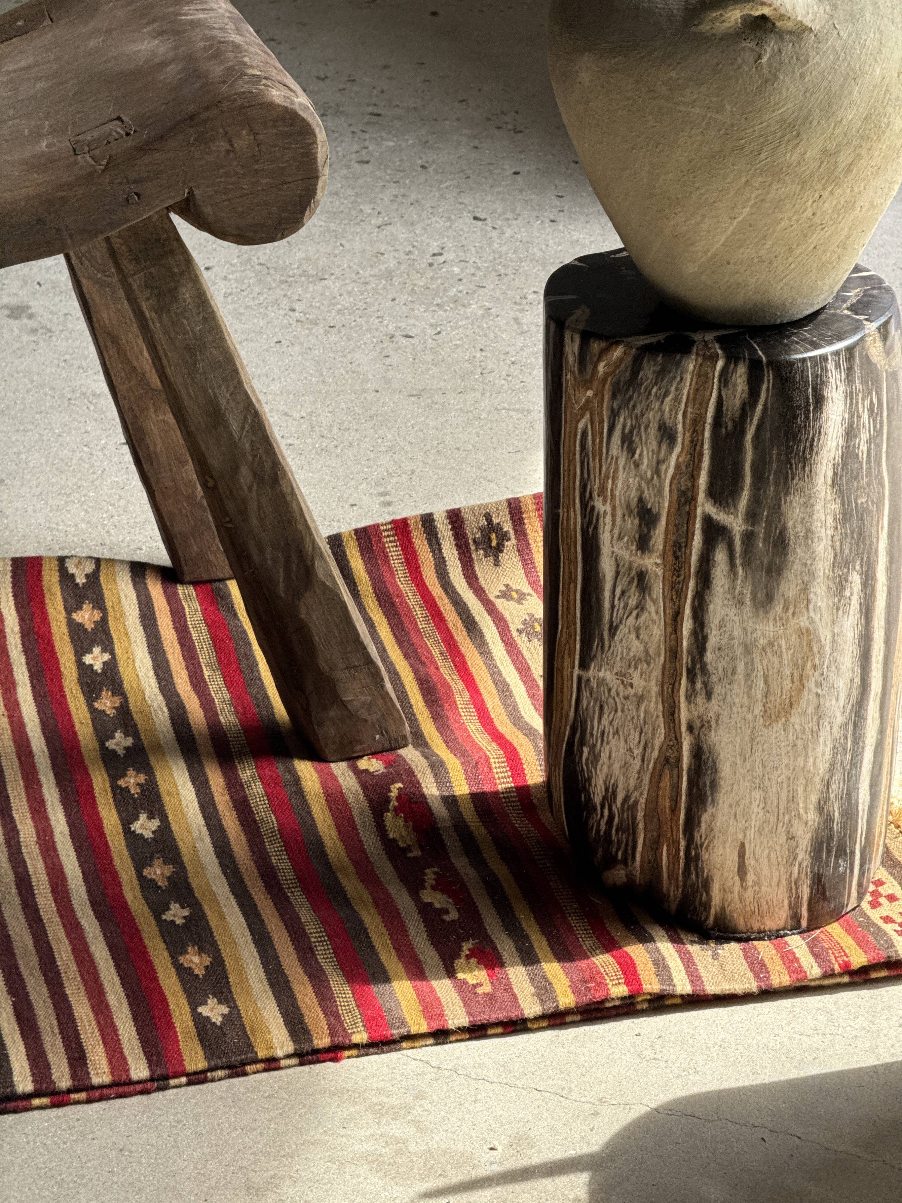 Table d'appoint en bois pétrifié noir
