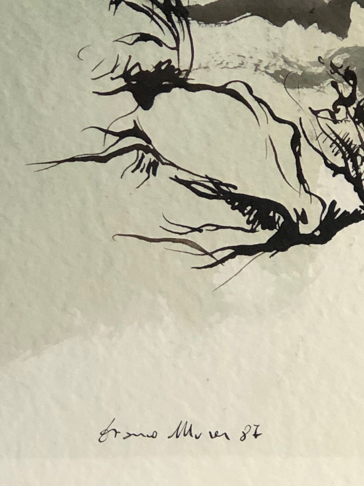 Vintage watercolor by Franco Mürer, "Le Faune"