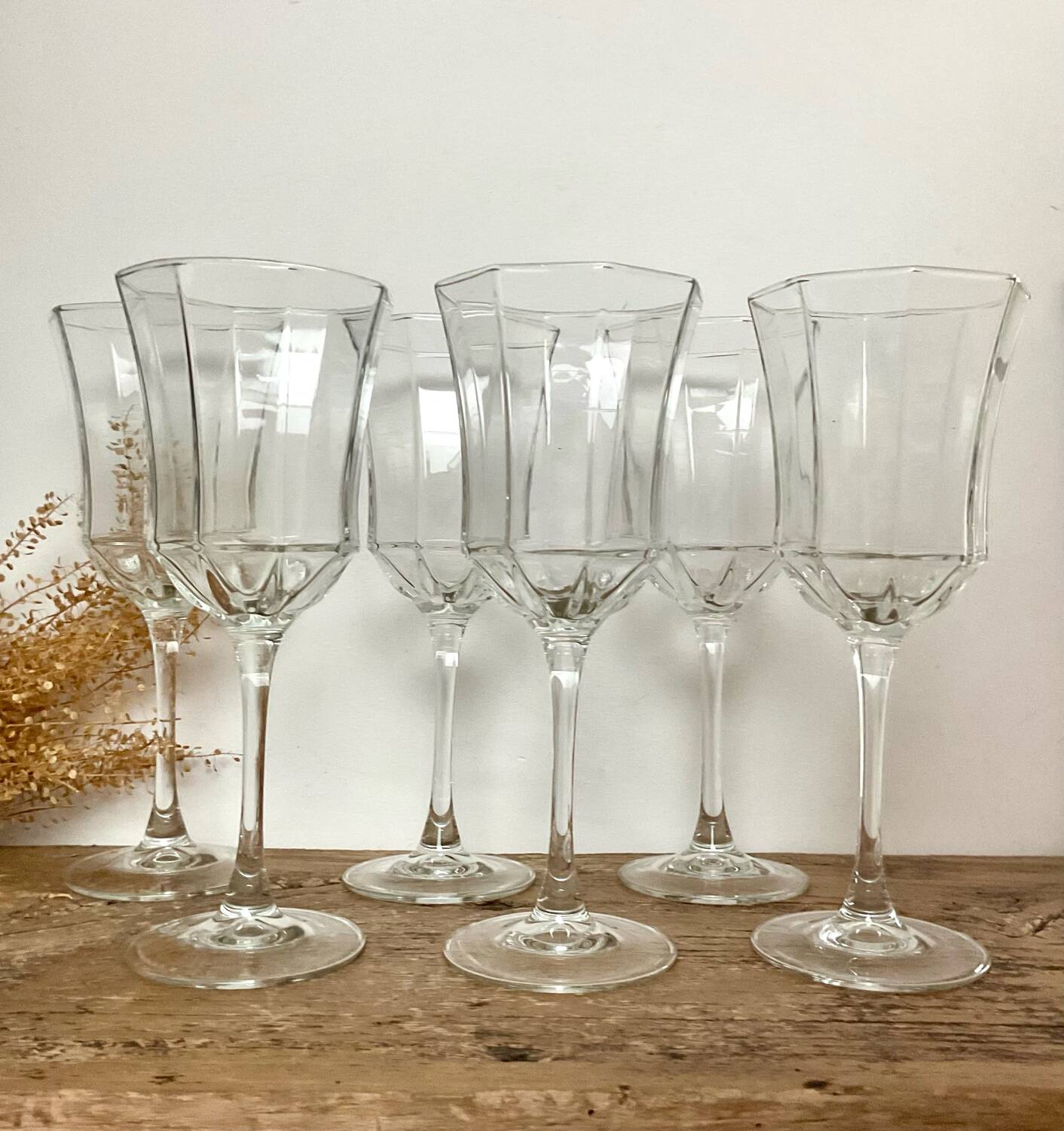 6 "octime" stemmed glasses by Luminarc France
