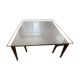 Dining table glass and wood. Italian vintage from the 80s.