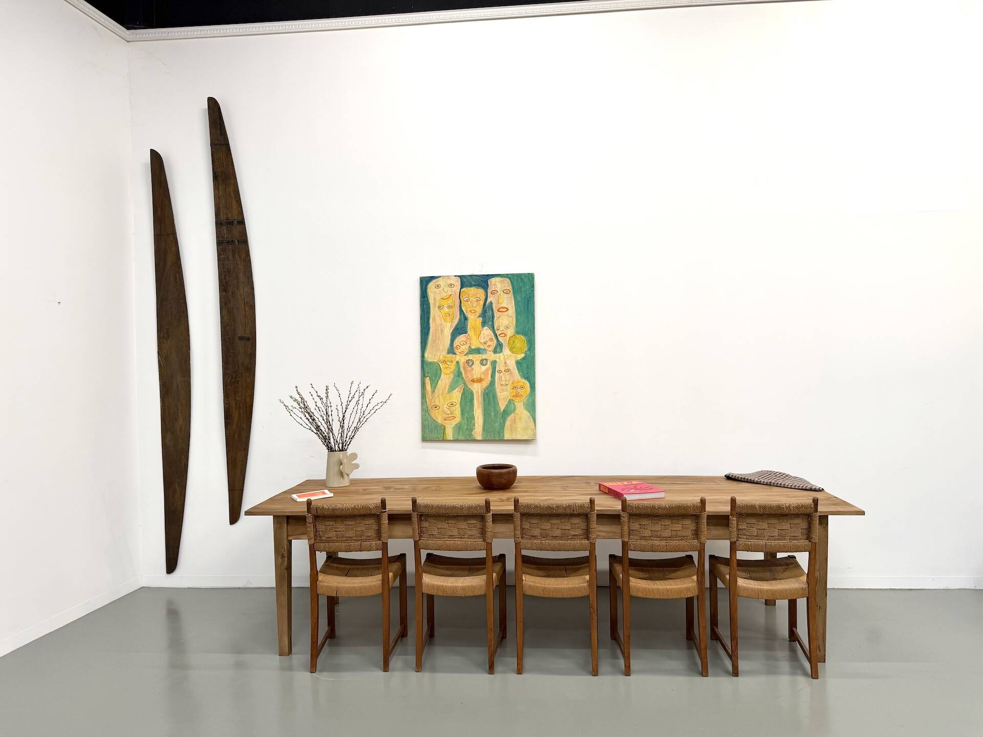 XXL solid walnut table with tapered legs