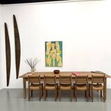 XXL solid walnut table with tapered legs