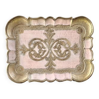 Small pink and gold Florentine tray