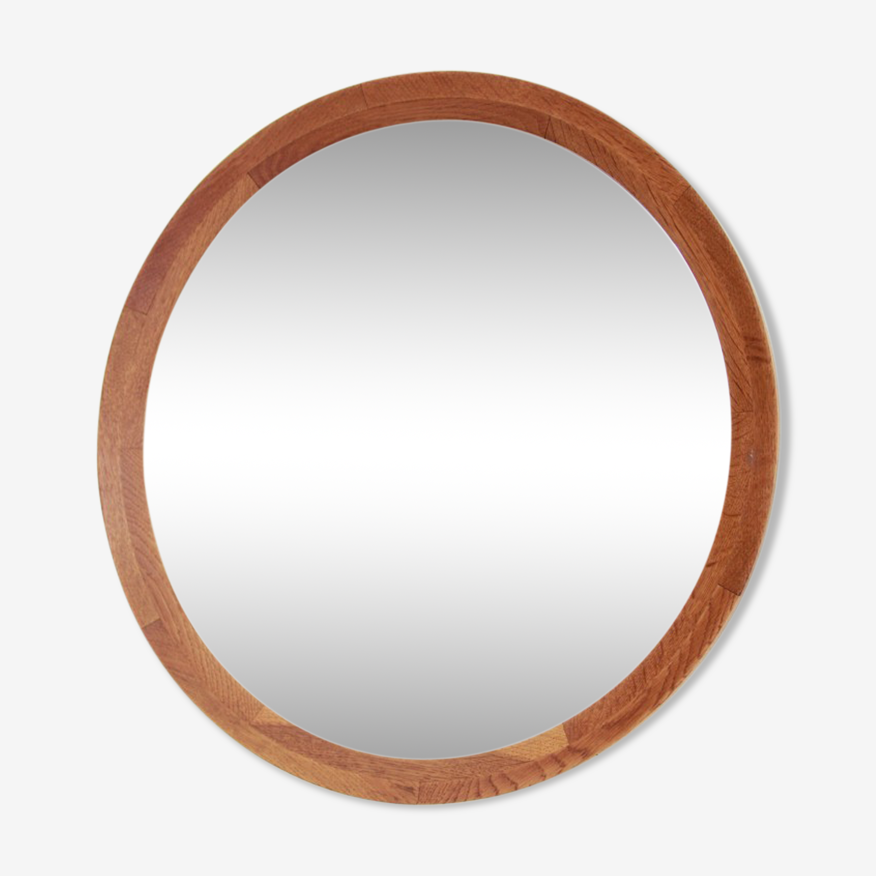 Miroir design rond en bois de chêne massif 46x2,5 cm | Selency