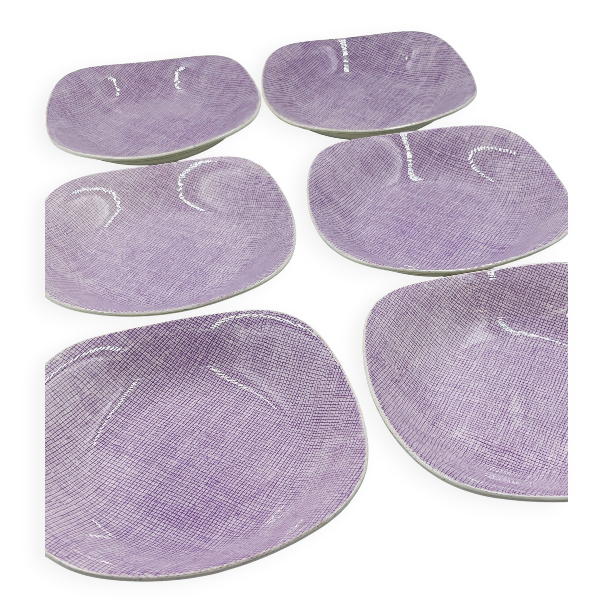 Set of 6 Boch La Louvière deep plates Model Seduction 1962 – Vintage