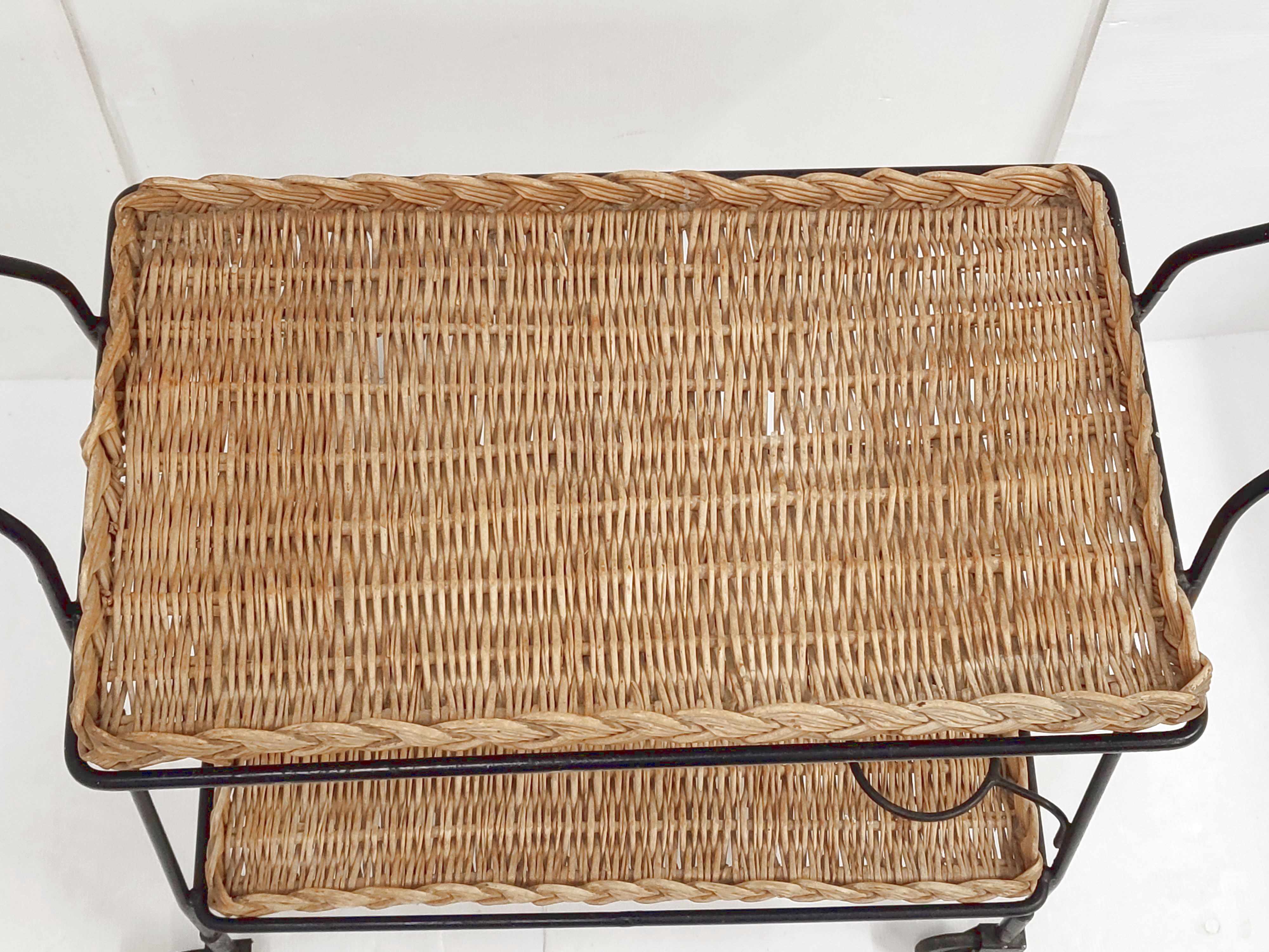 Vintage rattan & steel service 1950