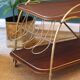 Desserte roulante vintage en laiton et teck – années 50
