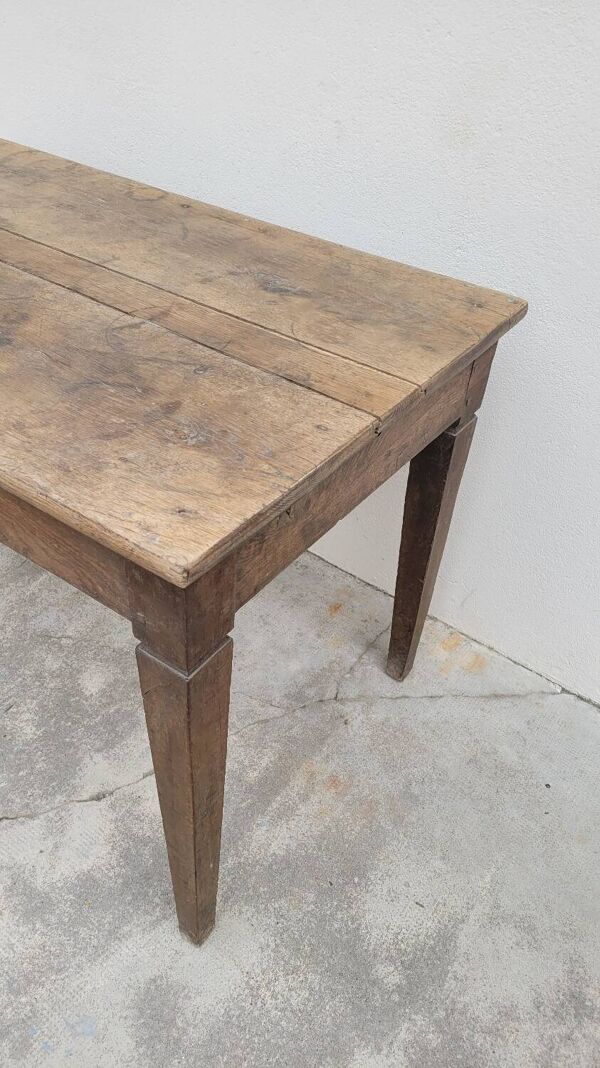 Table de ferme rustique ancienne en chêne massif 19ème -1m12