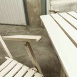 Garden furniture table and 4 armchairs 60's in its juice