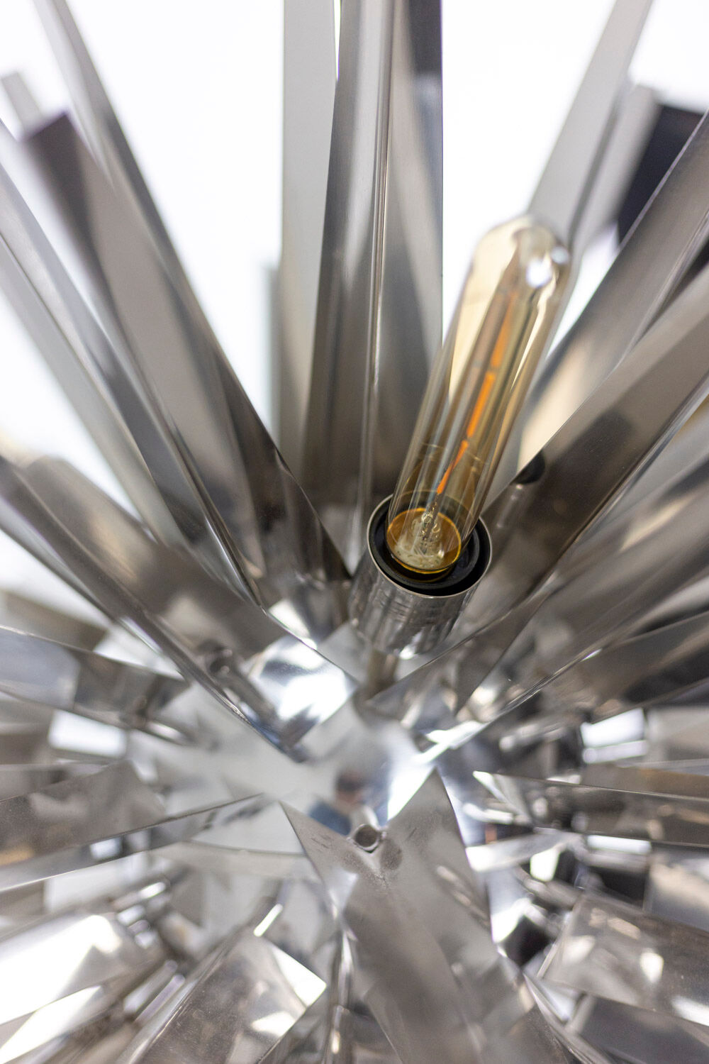 "Gregorian" chrome metal chandelier, contemporary work
