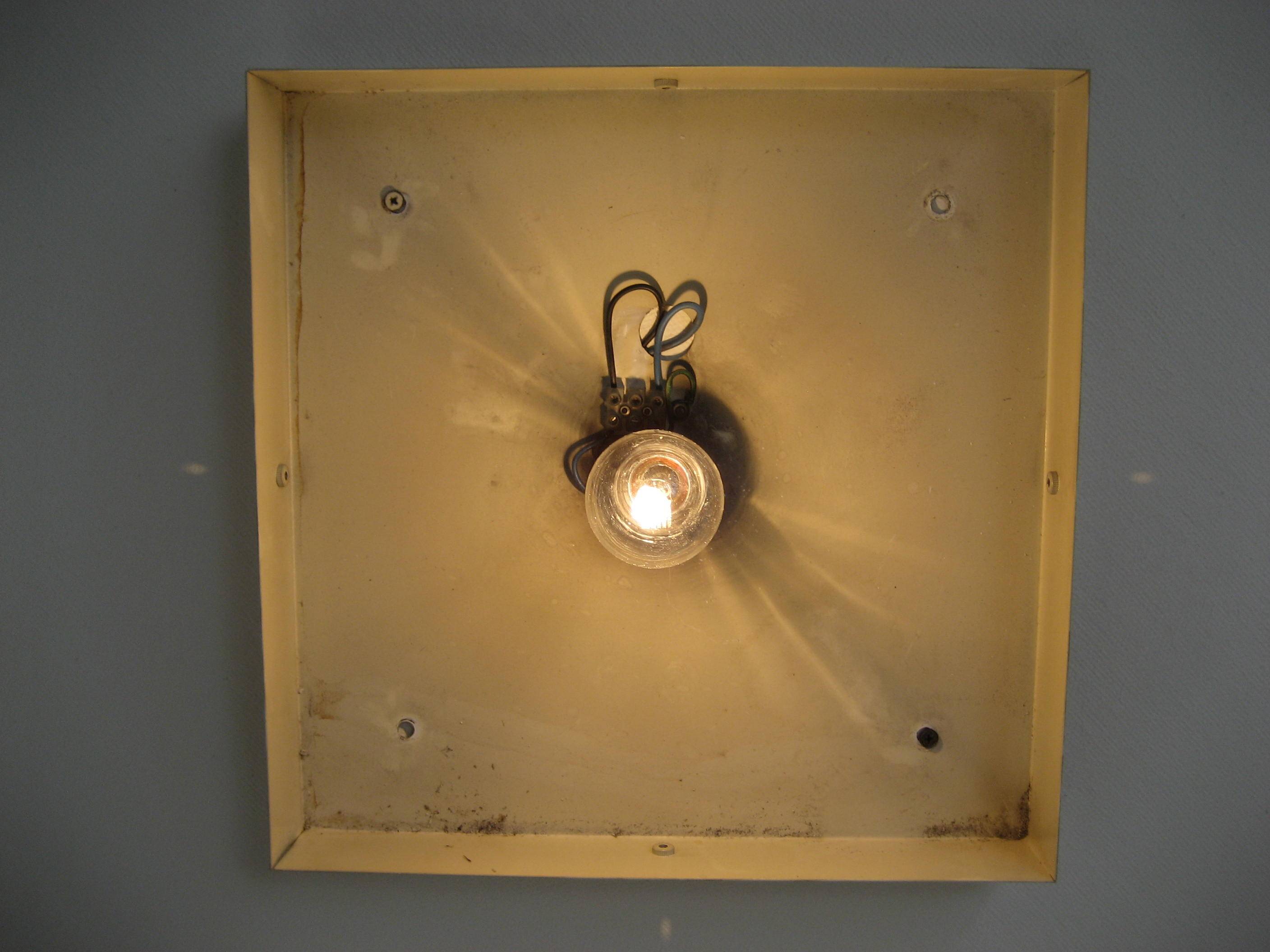 Vintage ceiling lamp with plastic sheets in chomed profiles 46x46 cm