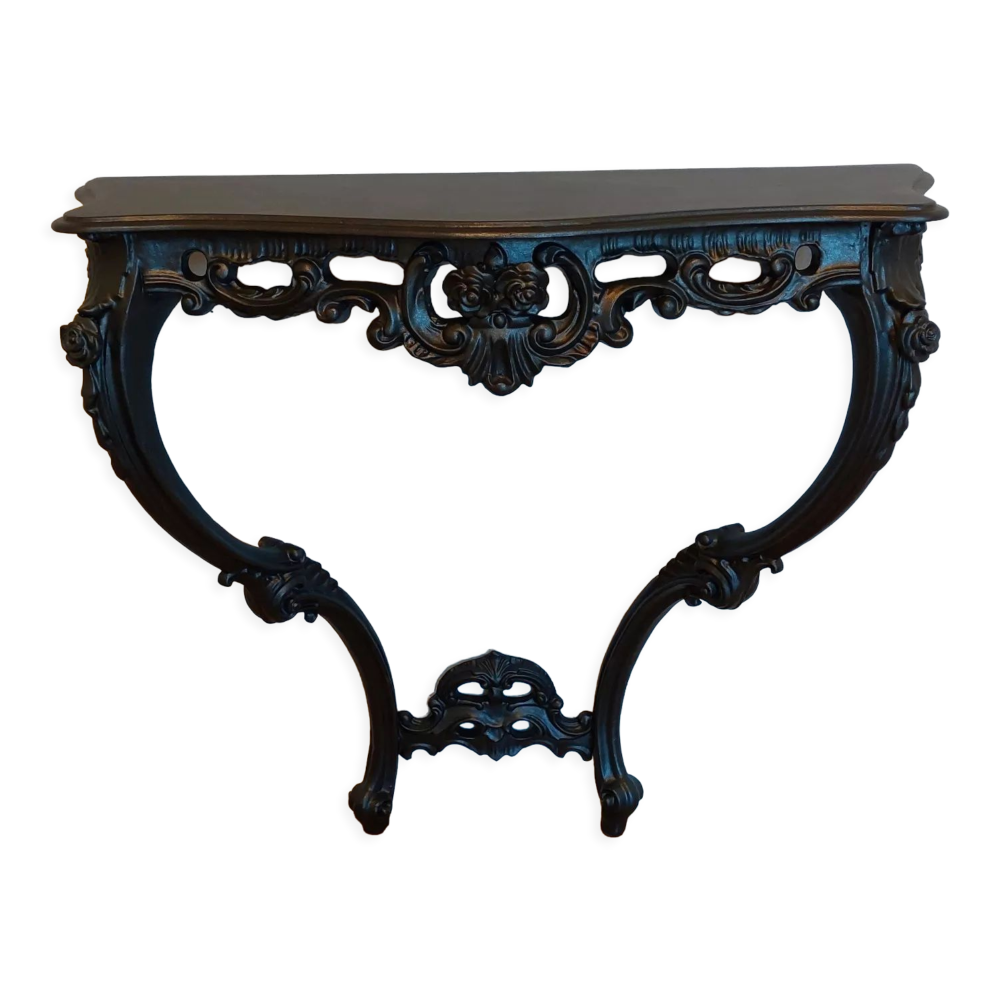 Baroque wall console, steel black