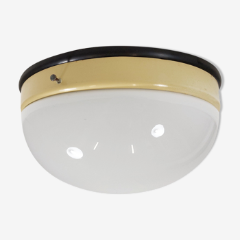 Bauhaus ceiling lamp with opaline glass and bakelite