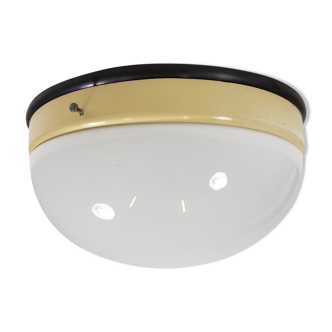 Bauhaus ceiling lamp with opaline glass and bakelite