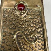 Embossed metal vase by alfred daguet, 1900 art nouveau period