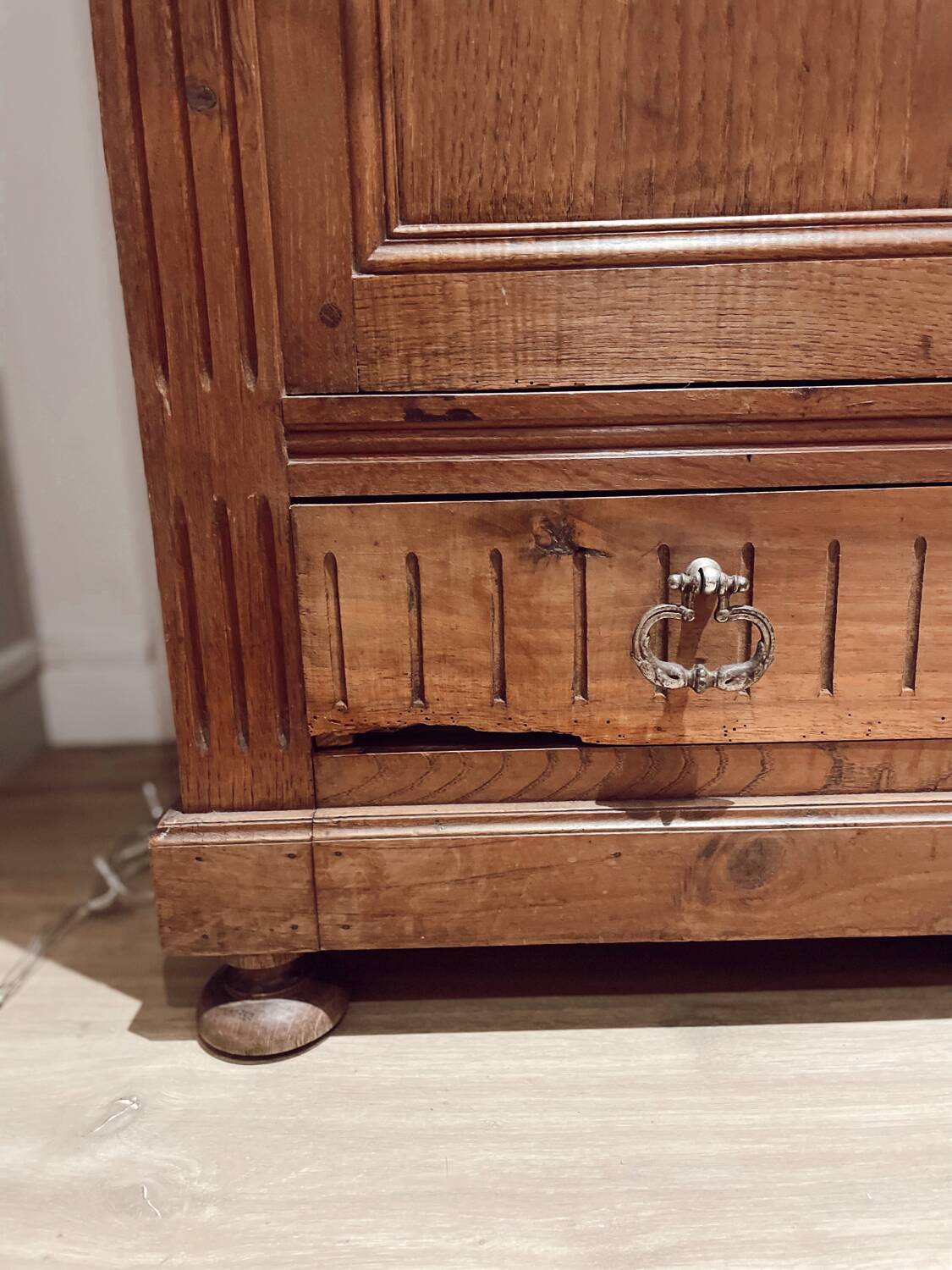 Vintage raw wood cabinet shelves and wardrobe