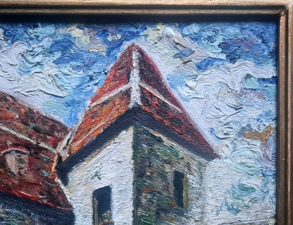 Impressionist painting signed oil on canvas hôtel vassal sarlat 19th c.