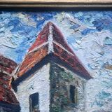 Impressionist painting signed oil on canvas hôtel vassal sarlat 19th c.