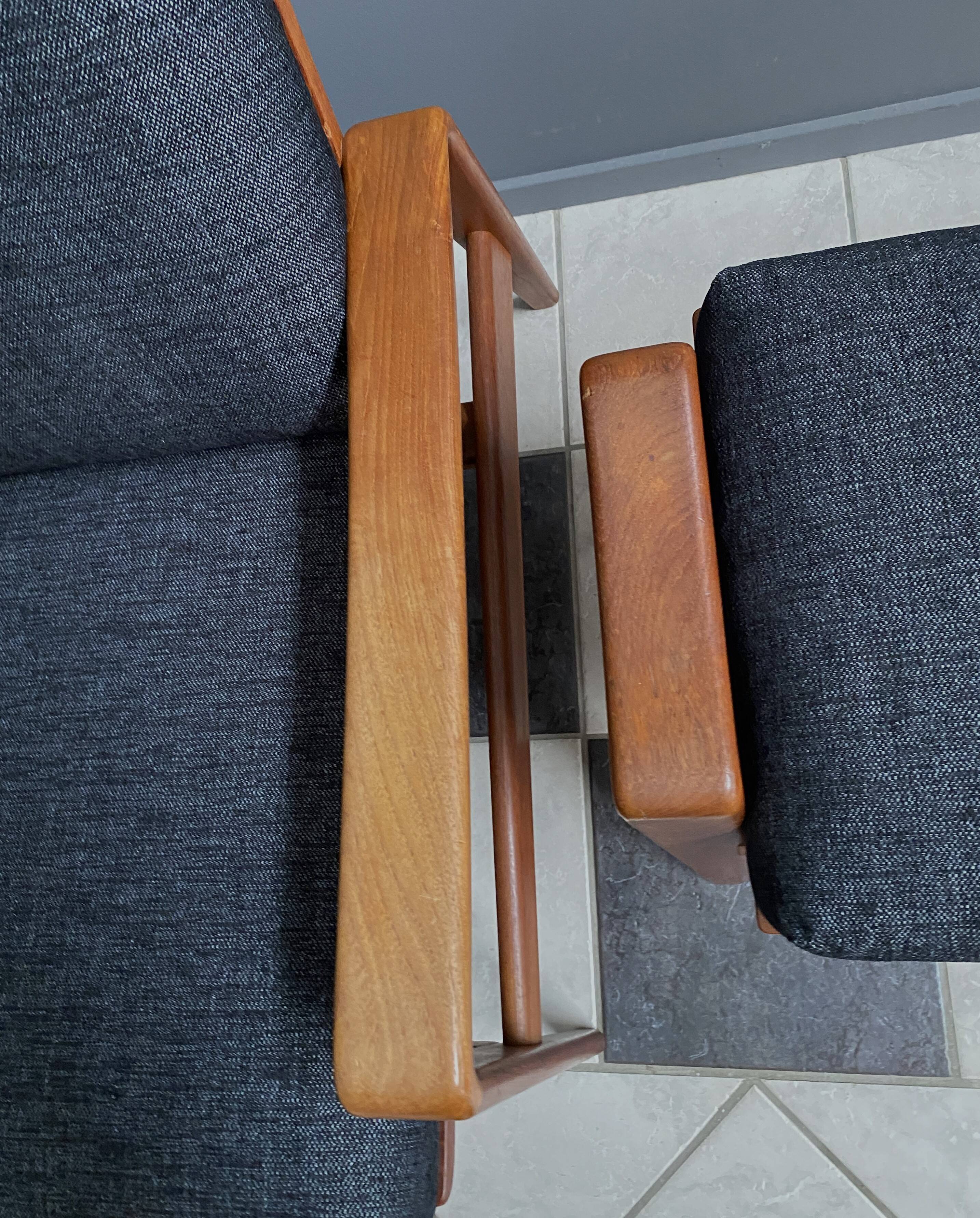 Arne Wahl Iversen Danish Teak chair for Komfort Denmark with Ottoman 1960s