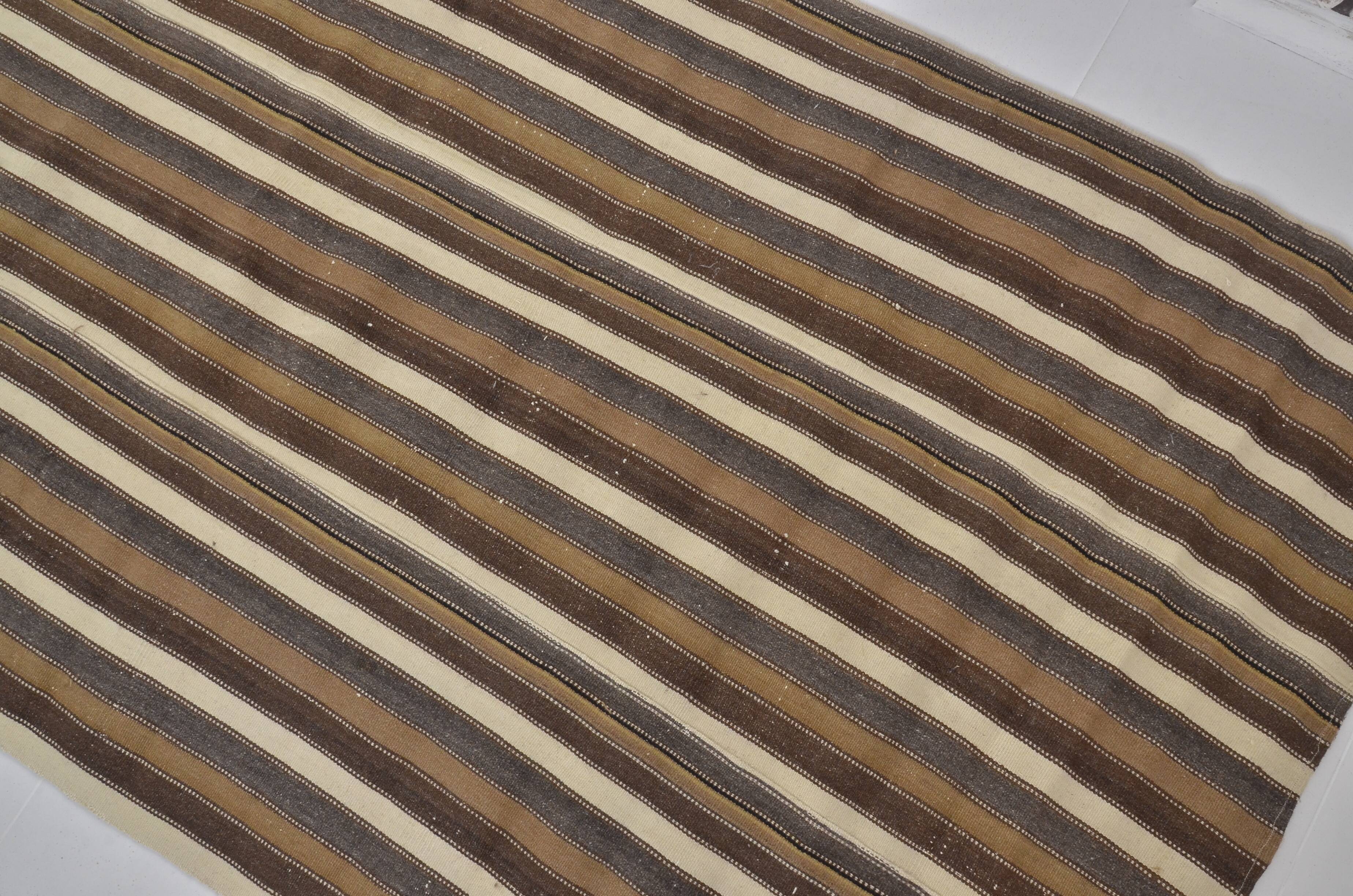 Turkish Neutral Stripe Kilim Rug sku 1655