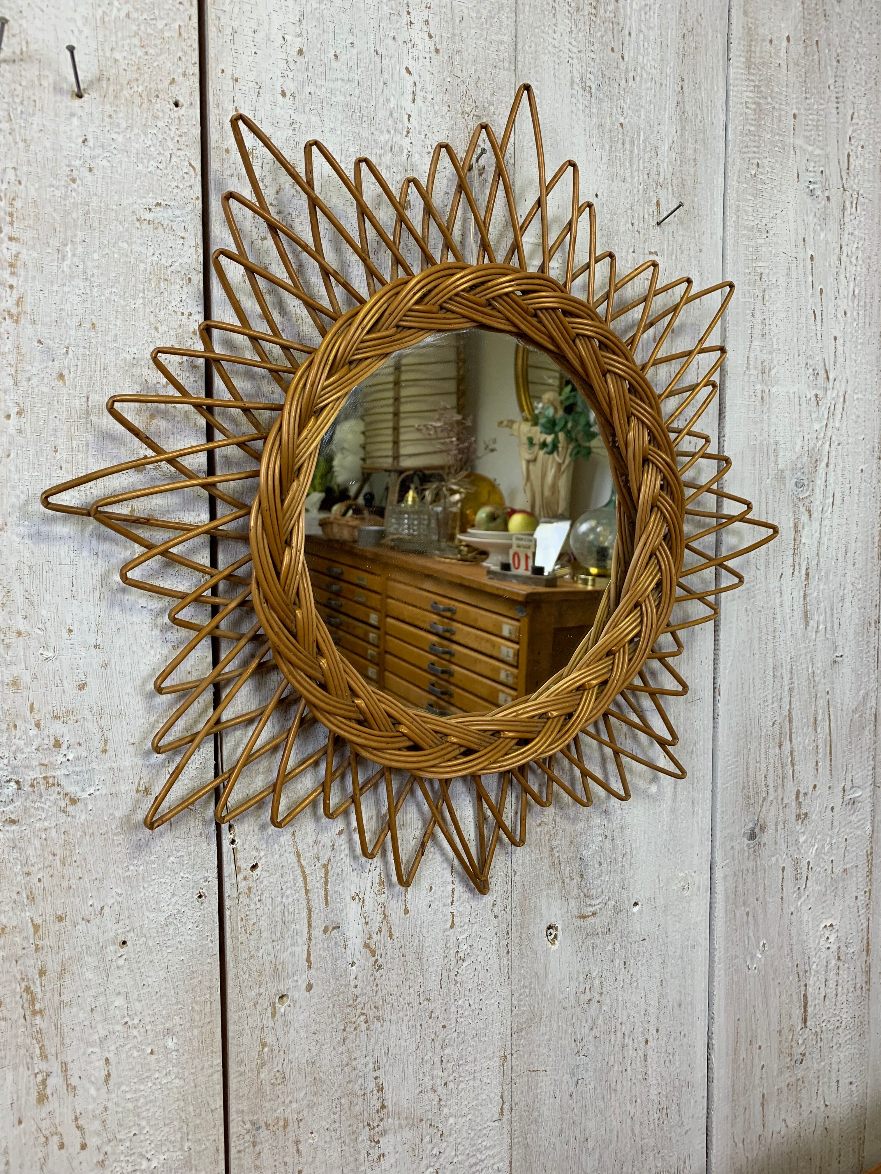 Wicker sun mirror