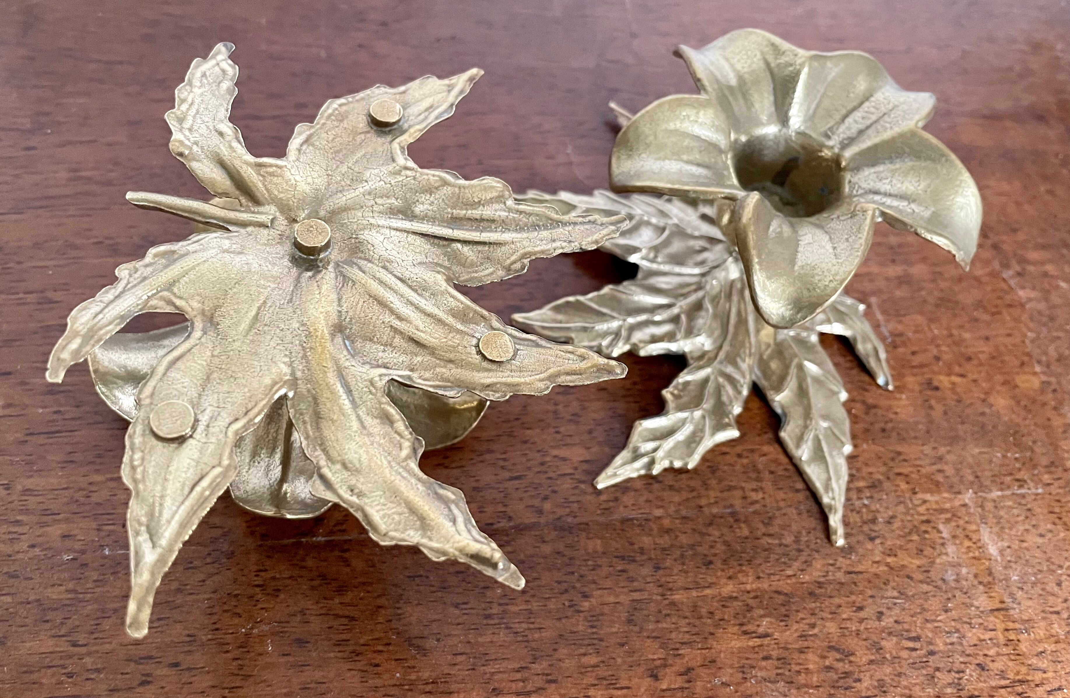Pair of vintage brass candle holders