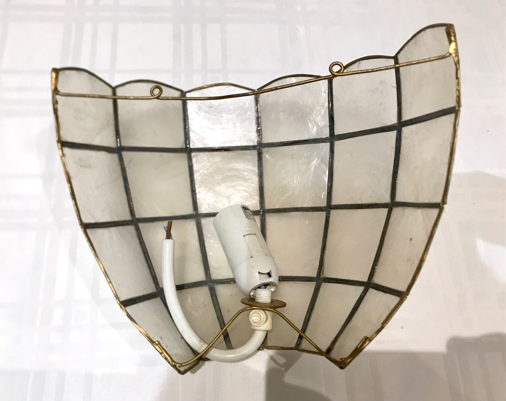 Pair of mother-of-pearl shell sconces