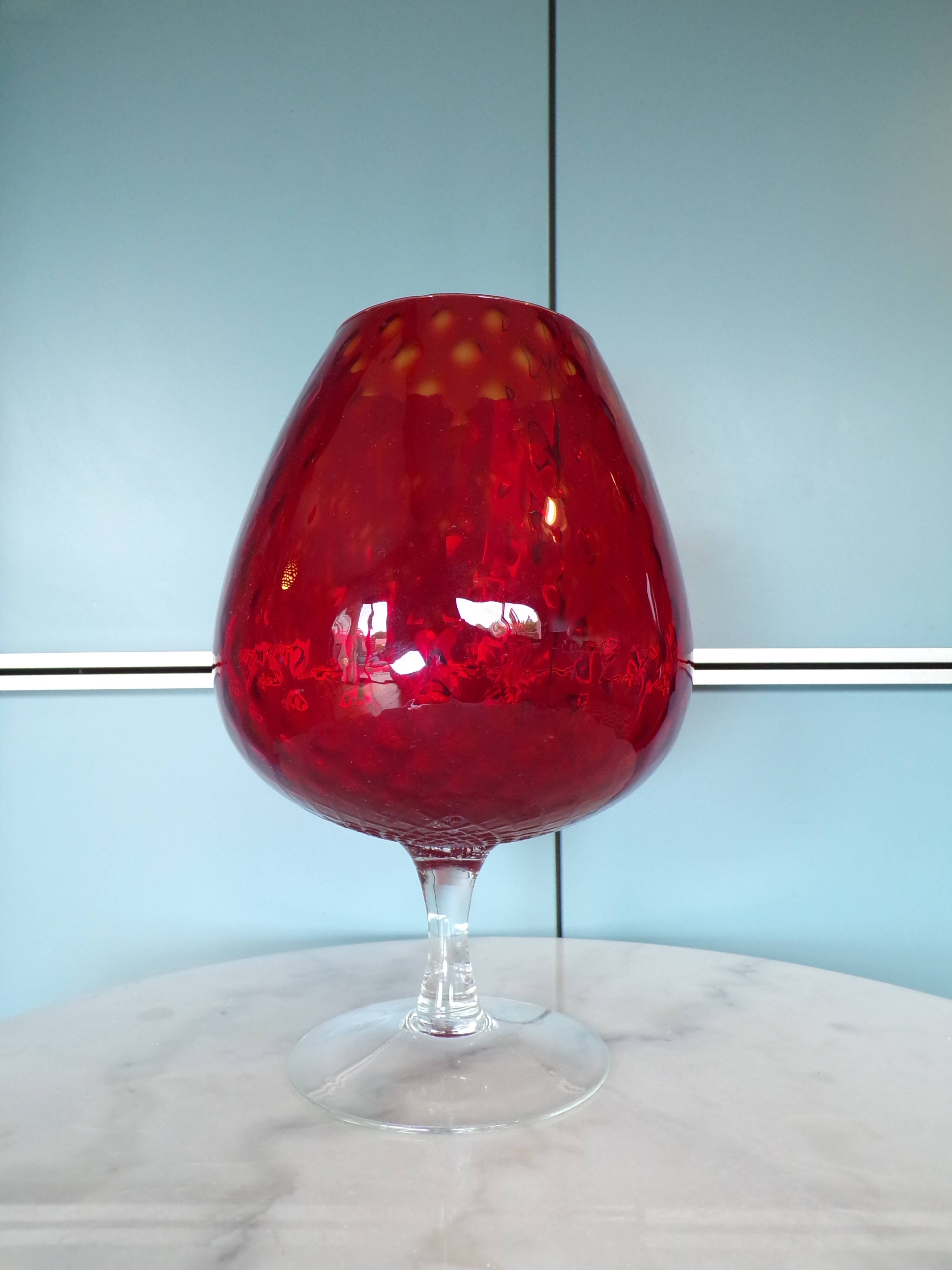 Vase verre empoli rouge