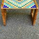Vintage wooden and mosaic stool bench from the 1960s.
