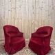 Paire de fauteuils crapauds en velours rouge bordeaux - Style Napoléon III