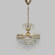 Chandeliers, brass crown ceiling lamp, 5 floors, 3 lights, glass tassels. Year 80 90