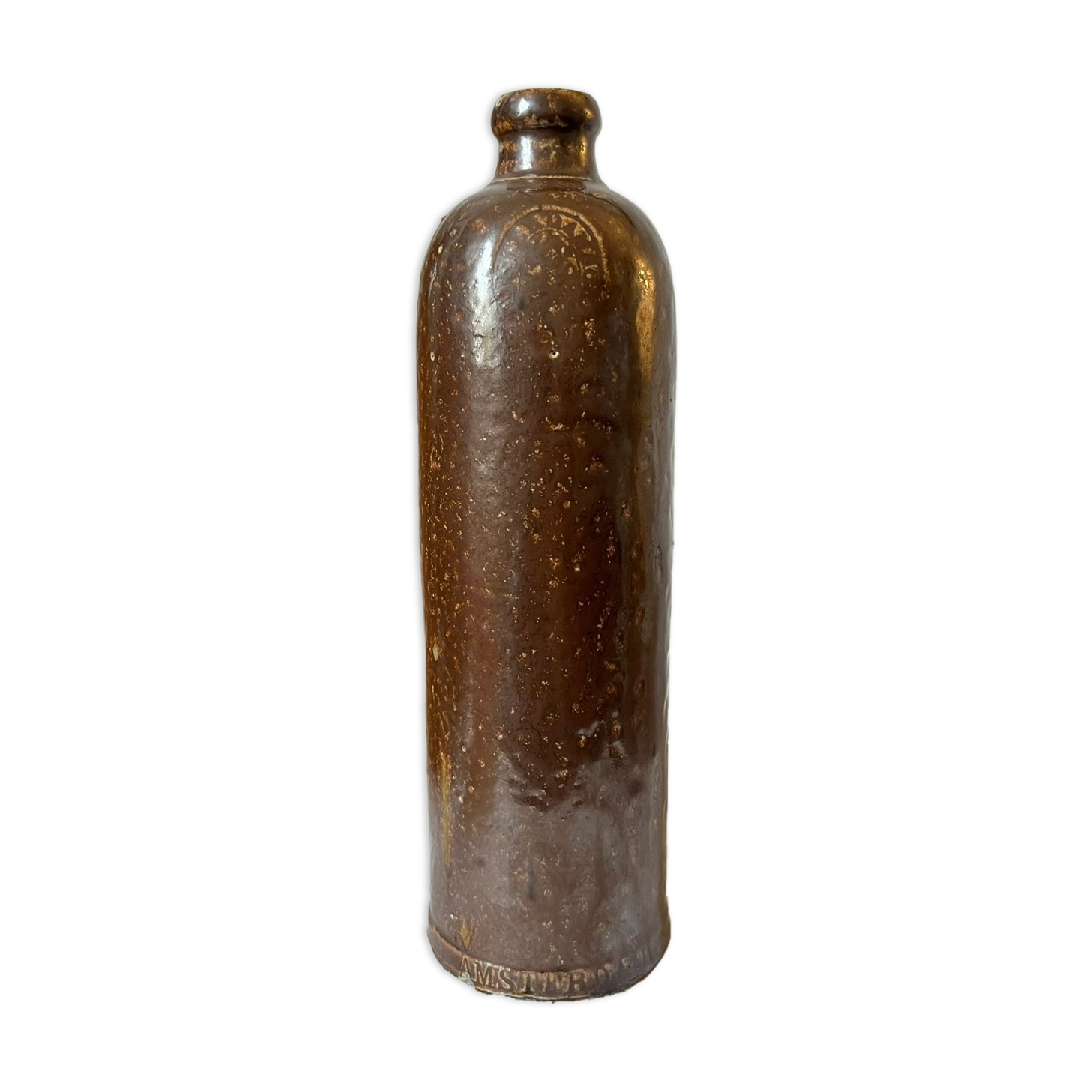 Vintage glazed stoneware bottle Amsterdam