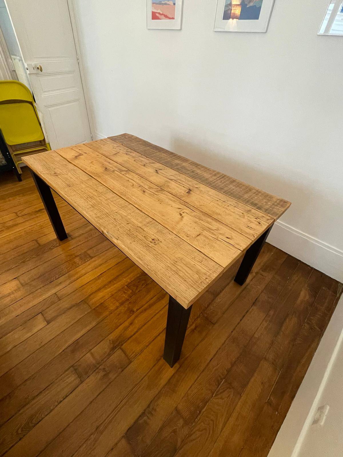 Industrial oak wood table
